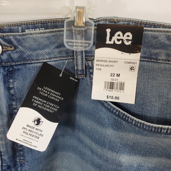 Lee Womens Light Blue Wash Denim Shorts Midrise Short Sz 22M Reg Fit NWT - Picture 2 of 9